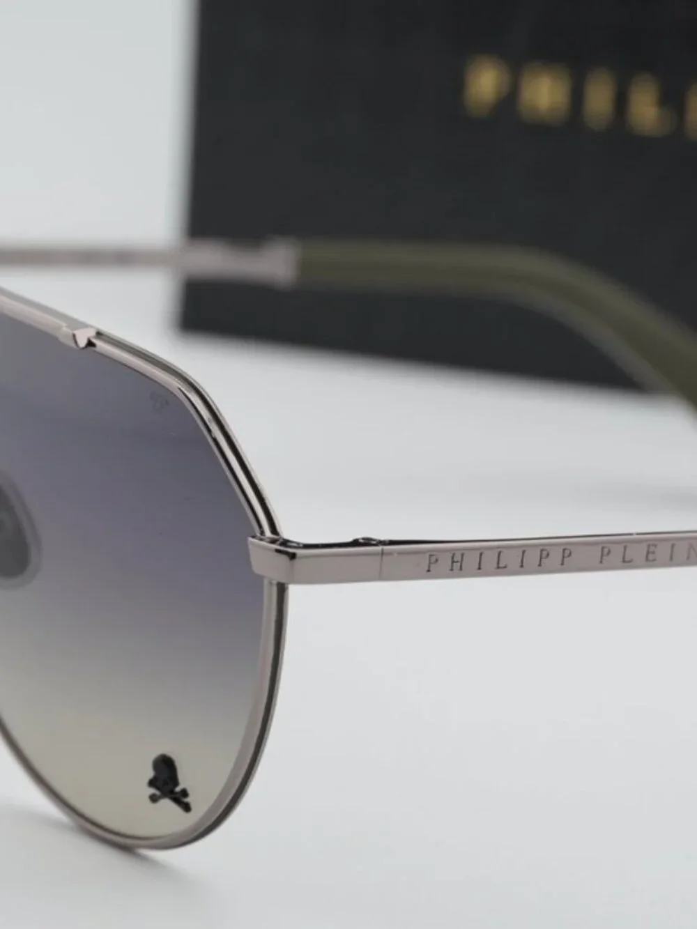 Philipp Plein SPP007V 0508 Aviator Unisex Sunglasses – Gunmetal / Grey